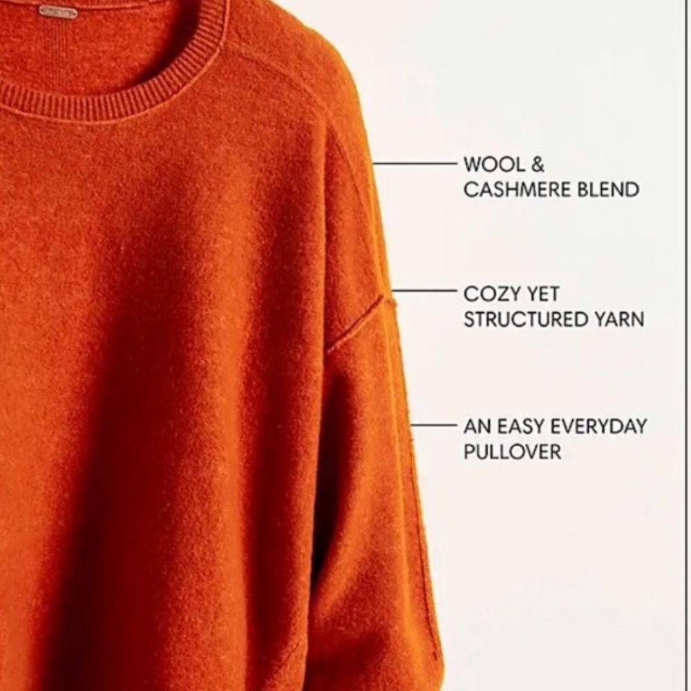 Luna Pullover Sz L Bright Marigold Free People NWOT Oversized - Picture 4 of 6